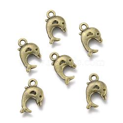 Dolphin Tibetan Style Alloy Pendants, Cadmium Free & Nickel Free & Lead Free, Antique Bronze, 17x10x2mm, Hole: 2mm, about 1250pcs/1000g(TIBEP-N008-25AB-NR)