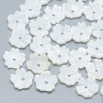 Freshwater Shell Beads, Flower, Seashell Color, 7.5x8x2mm, Hole: 0.8mm