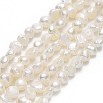Natural Cultured Freshwater Pearl Beads Strands, Two Sides Polished, Linen, 4.5~5x5.5x3mm, Hole: 0.7mm, about 80pcs/strand, 14.17''(36cm)