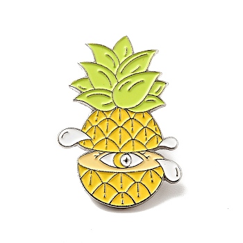Fruit with Eye Enamel Pin, Platinum Alloy Badge for Backpack Clothes, Pineapple Pattern, 30x21x2mm