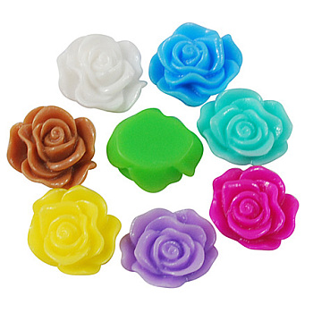 Resin Cabochons, Flower, Mixed Color, 13mm in diameter, 5mm thick