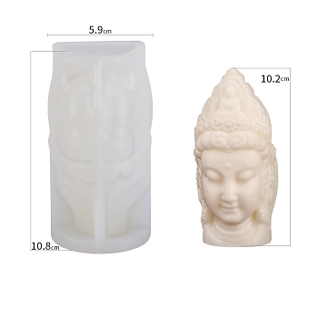 DIY Candle Silicone Molds, for Candle Making, Food Grade Silicone, Buddhist, White, 5.9x4.8x10.8cm