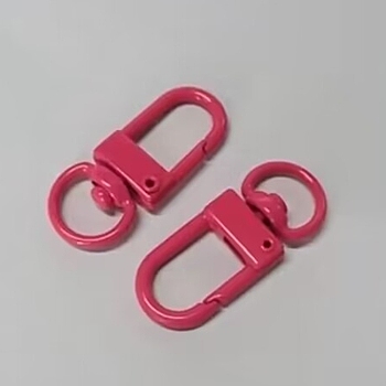 Baking Painted Alloy Swivel Clasps, Swivel Snap Hook, with Iron Findings, Fuchsia, 33.5x13x5mm, Hole: 6x9.5mm