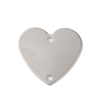 Brass Connector Charms, Heart Links, Real Platinum Plated, 17x18.5x0.5mm, Hole: 1.4mm