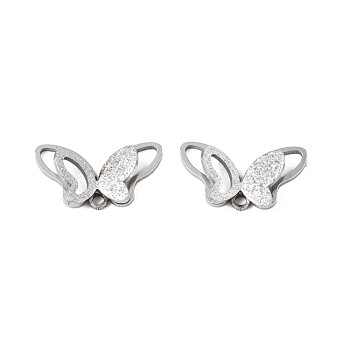 201 Stainless Steel Charms, Butterfly, Stainless Steel Color, 8x14.5x3mm, Hole: 1.2mm