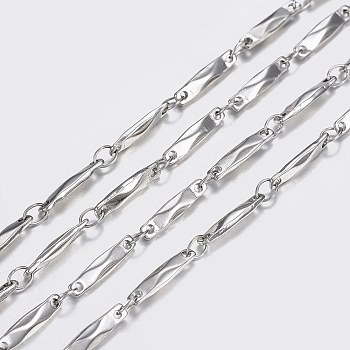 3.28 Feet 304 Stainless Steel Chains, Bar Link Chains, Soldered, Stainless Steel Color, 11x2.5x2mm