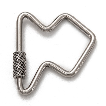 304 Stainless Steel Screw Carabiner Lock Charms, for Necklaces Making, Fish, Stainless Steel Color, 28x26x2mm