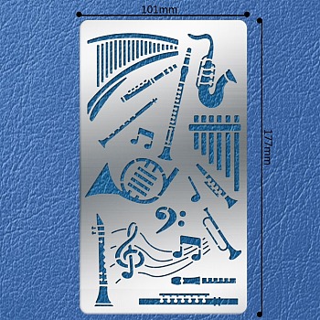 304 Stainless Steel Cutting Dies Stencils, for DIY Scrapbooking/Photo Album, Decorative Embossing DIY Paper Card, Musical Instruments Pattern, 17.7x10.1cm