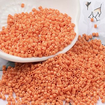 Baking Paint Glass Seed Beads, Cylinder, Light Salmon, 2x1.5mm, Hole: 1mm, about 5599pcs/50g