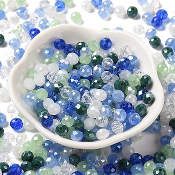 Glass Beads, Faceted, Rondelle, Light Blue, 6x5mm, Hole: 1mm, about 2360pcs/500g