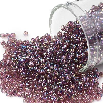 TOHO Round Seed Beads, Japanese Seed Beads, (166B) Transparent AB Medium Amethyst, 11/0, 2.2mm, Hole: 0.8mm, about 5555pcs/50g