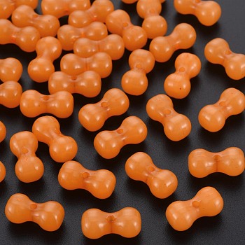 Imitation Jelly Acrylic Beads, Bone Shapes, Dark Orange, 9x17.5x8.5mm, Hole: 1.8mm, about 600pcs/500g