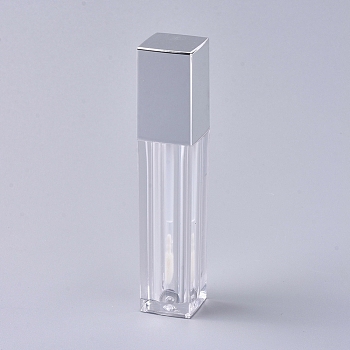 Empty Lip Gloss Bottles, with Lip Brush and Lid, Refillable Lipgloss Bottles, for DIY Lip Glaze Lip Oil, Silver, 9.4x1.9x2cm, Capacity: 4ml