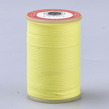 Waxed Polyester Cord, Micro Macrame Cord, Twisted Cord, Round, Yellow, 1mm, about 57.96~65.62 Yards(53~60m)/Roll