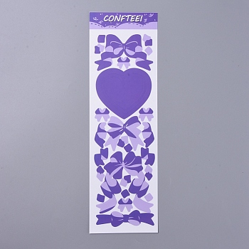Bowknot & Heart Pattern Decorative Stickers Sheets, for Scrapbooking, Calendars, Arts, Kids DIY Crafts, Purple, 260x80mm