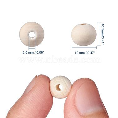 Perles en bois naturel non fini(WOOD-S651-12mm-LF)-2