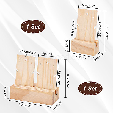 Elite 2 Sets 2 Style Rectangle Wooden Earring Card Display Stands(EDIS-PH0001-41)-2