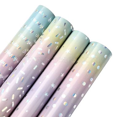 虹色のグラデーションの誕生日プレゼント包装紙(DIY-FZC0002-03A)-2