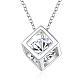 Silver Color Plated Brass Cubic Zirconia Cube Pendant Necklace(NJEW-BB00455)-1