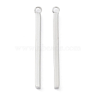 304 Stainless Steel Pendants, Bar Charm, Stainless Steel Color, 33x2x2mm, Hole: 1.6mm(STAS-P327-09D-P)