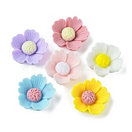 Opaque Resin Cabochons, Flower, Mixed Color, 21x20.5x6mm(RESI-E039-09)