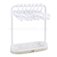 Plastic Doll Clothes Drying Laundry Rack Set, including Clothes Hangers and Base, Frame, for Doll Clothing Outfits Hanging, White, 170x25x197mm, Hanger: 59x111x3mm, 10pcs/set(DIY-WH0304-527A)