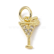 Brass Micro Pave Cubic Zirconia Charms, with Jump Rings, Cocktail Drink Charms, Real 18K Gold Plated, 10.5x7x1mm, Hole: 3.4mm(ZIRC-F132-15G)