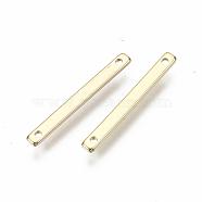 Brass Links Connectors, Rectangle, Nickel Free, Real 18K Gold Plated, 20x2x1mm, Hole: 1mm(KK-Q735-268G-NF)