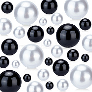 ABS Plastic Imitation Pearl Beads, No Hole, Round, Black, 10~30mm, 148pcs/set(KY-WH0001-029B)