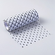 Polka Dot Deco Mesh Ribbons, Tulle Fabric, Tulle Roll Spool Fabric For Skirt Making, White, 6 inch(15cm), about 10yards/roll(9.144m/roll)(OCOR-I005-F01)