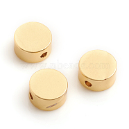 Matte Style Brass Beads, Long-Lasting Plated, Flat Round, Real 14K Gold Plated, 6x3mm, Hole: 1mm(KK-L155-19MG)
