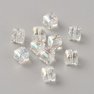 Transparent Acrylic Beads, AB Color Plated, Faceted Cube, Clear AB, 8x8x8mm, Hole: 1.6mm(TACR-TAC0007-03)