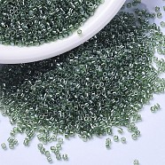 MIYUKI Delica Beads, Cylinder, Japanese Seed Beads, 11/0, (DB1227) Transparent Olive Luster, 1.3x1.6mm, Hole: 0.8mm, about 10000pcs/bag, 50g/bag(SEED-X0054-DB1227)