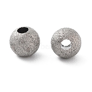 Titanium Beads, Round, Textured, Stainless Steel Color, 5x4.8mm, Hole:1.6mm(STAS-R224-02C-P)