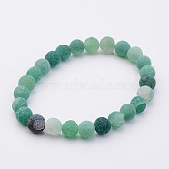 Natural Weathered Agate Stretch Beads Bracelets, Green, 2 inch(50mm)(X-BJEW-JB02513-03)