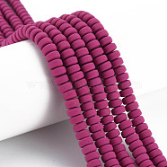 Handmade Polymer Clay Beads Strands, for DIY Jewelry Crafts Supplies, Flat Round, Purple, 6~7x3mm, Hole: 1.5mm, about 113~116pcs/strand, 15.55 inch~16.14 inch(39.5~41cm)(CLAY-N008-24)