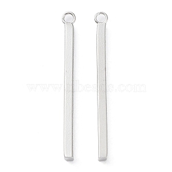 304 Stainless Steel Pendants, Bar Charm, Stainless Steel Color, 33x2x2mm, Hole: 1.6mm(STAS-P327-09D-P)
