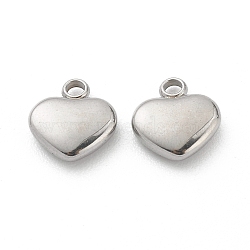 304 Stainless Steel Pendants, Heart, Stainless Steel Color, 10x9x3mm, Hole: 1.6mm(STAS-Z009-19P)