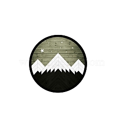 Round Wood Mural Painting, Self-adhesive Wall Sticker with Frame, for Living Room Bedroom Home Hallway Decor, Mountain & Forest, 270x5mm(PW23040434365)