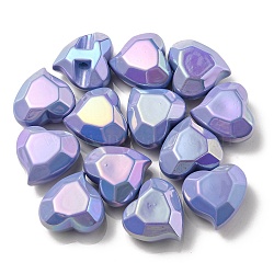 UV Plating Rainbow Iridescent Acrylic Beads, Heart, Lilac, 22x23x13mm, Hole: 3.5mm(OACR-P010-03H)