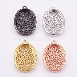 Brass Cabochon Setting, Long-Lasting Plated, Oval, Mixed Color, Tray: 12x16mm, 20x14x4mm, Hole: 1mm(ZIRC-E149-31)