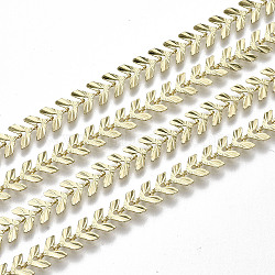 Brass Cobs Chain, Long-Lasting Plated, Soldered, Textured, Light Gold, Link: 6.5x6.5x0.6mm(CHC-T012-10LG)