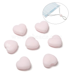 Heart PVC Plastic Cord Lock for Mouth Cover, Anti Slip Cord Buckles, Rope Adjuster, Lavender Blush, 9.5x10x3.5mm, Hole: 2x4mm(KY-D013-04J)