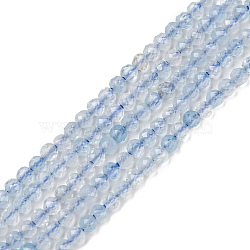 Grade A Natural Aquamarine Beads Strands, Faceted, Round, 2mm, Hole: 0.3mm, about 181pcs/strand, 15.24~15.47 inch(38.7~39.3cm)(G-E411-19F-2mm)