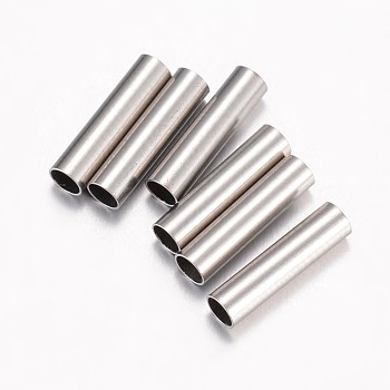 304 Stainless Steel Tube Beads, Stainless Steel Color, 15x2.5mm, Hole: 2mm