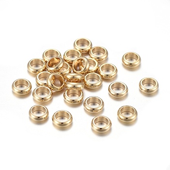 201 Stainless Steel Spacer Beads, Rondelle, Golden, 6x2mm, Hole: 4mm