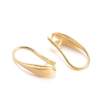 Brass Earring Hooks, with Horizontal Loop, Golden, 18x5.5x10.5mm, Hole: 3.5mm, Pin: 1mm