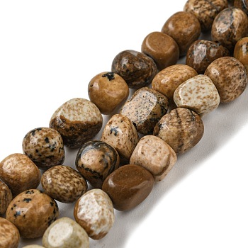 Natural Picture Jasper Bead Strands, Tumbled Stone, Nuggets, 3~7.5x4.5~6x3~6mm, Hole: 1mm, about 61~66pcs/strand, 15.16''~15.35''(38.5~39cm)