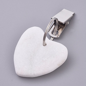 Natural Marble Pendant Tablecloth Weights, Heart, for Home Decoration, Platinum, 83.5mm