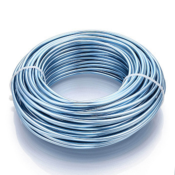 Round Aluminum Wire, Bendable Metal Craft Wire, for DIY Jewelry Craft Making, Light Steel Blue, 9 Gauge, 3.0mm, 25m/500g(82 Feet/500g)